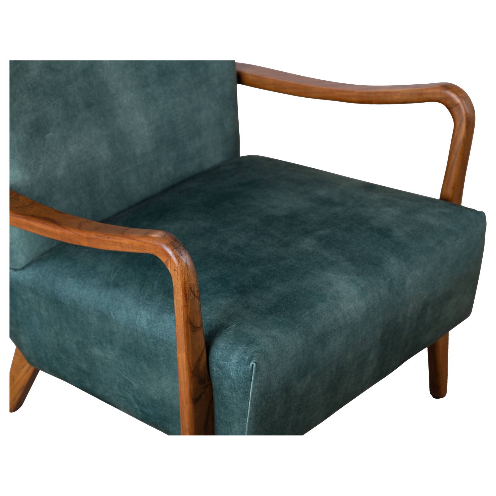 Darby Fabric & Oak Vintage Green Armchair