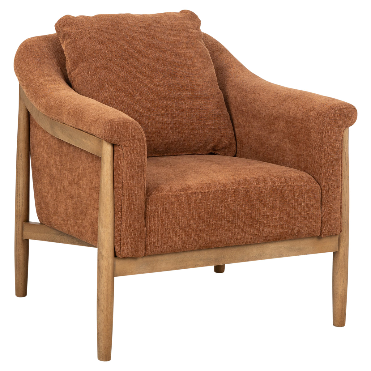 Bramwell 84cm Ash Wood Armchair, Rust