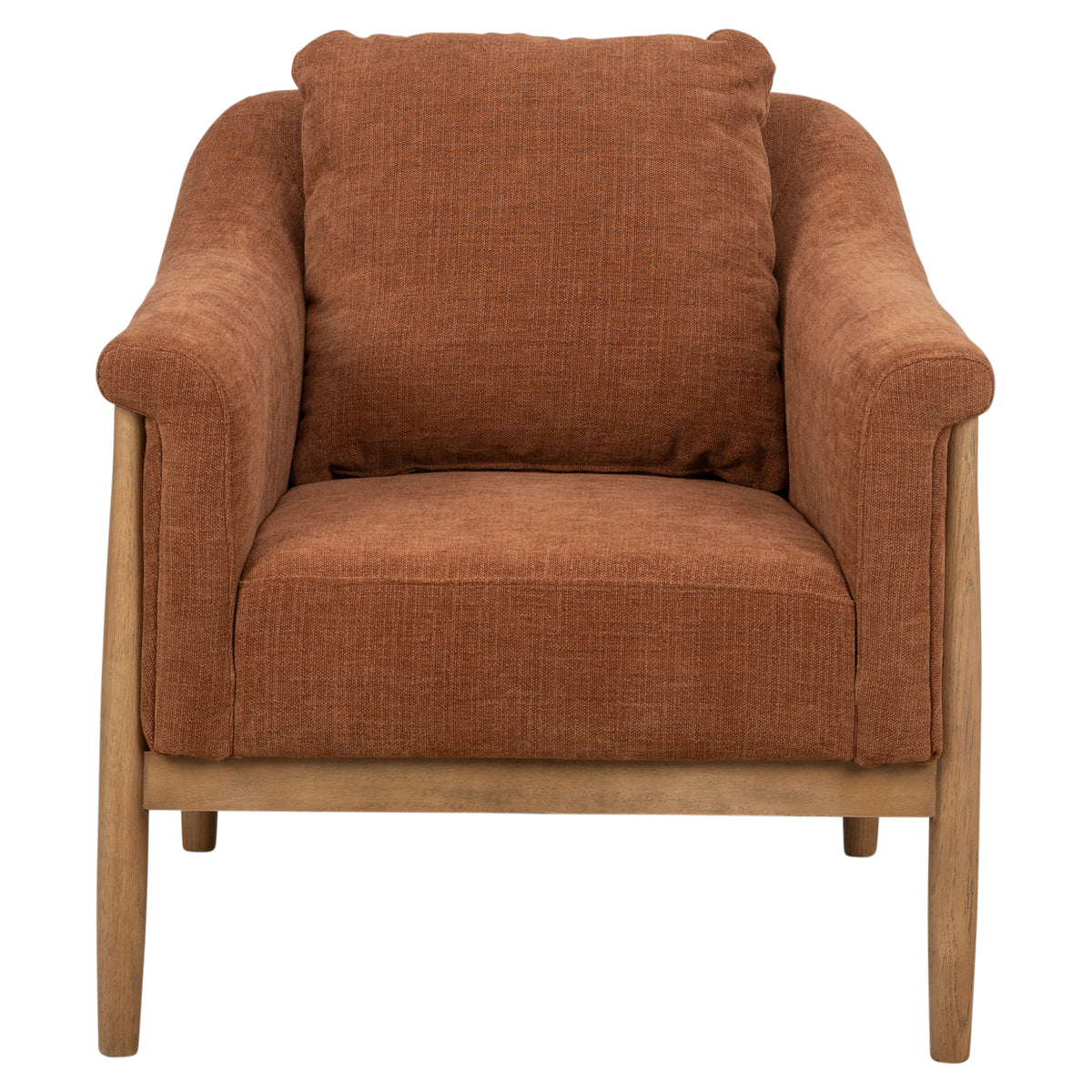 Bramwell 84cm Ash Wood Armchair, Rust
