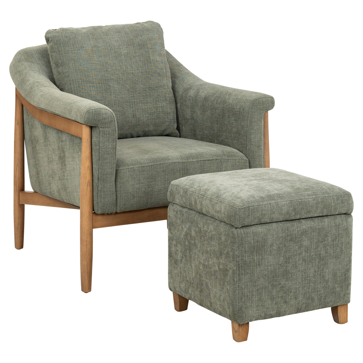 Bramwell 84cm Ash Wood Armchair, Forest Green