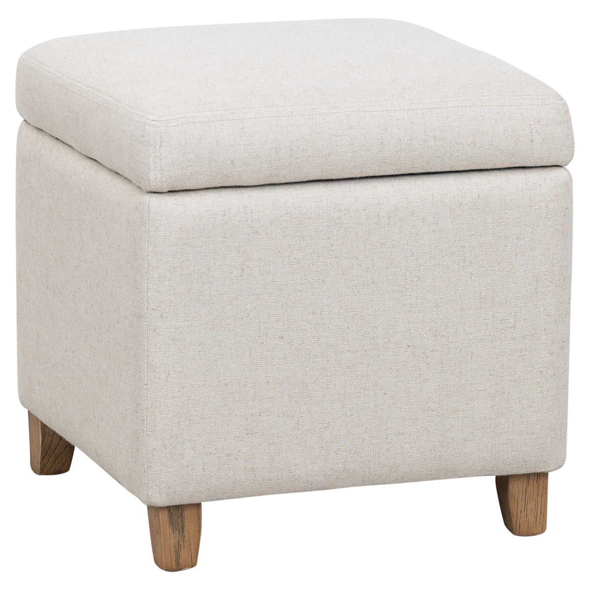 Cosette 45cm Ash Wood Ottoman, Linen