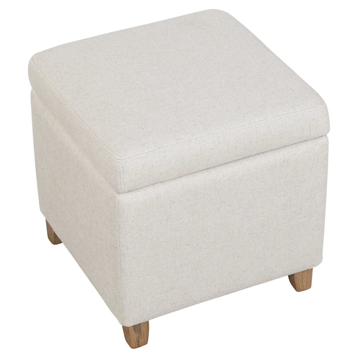 Cosette 45cm Ash Wood Ottoman, Linen