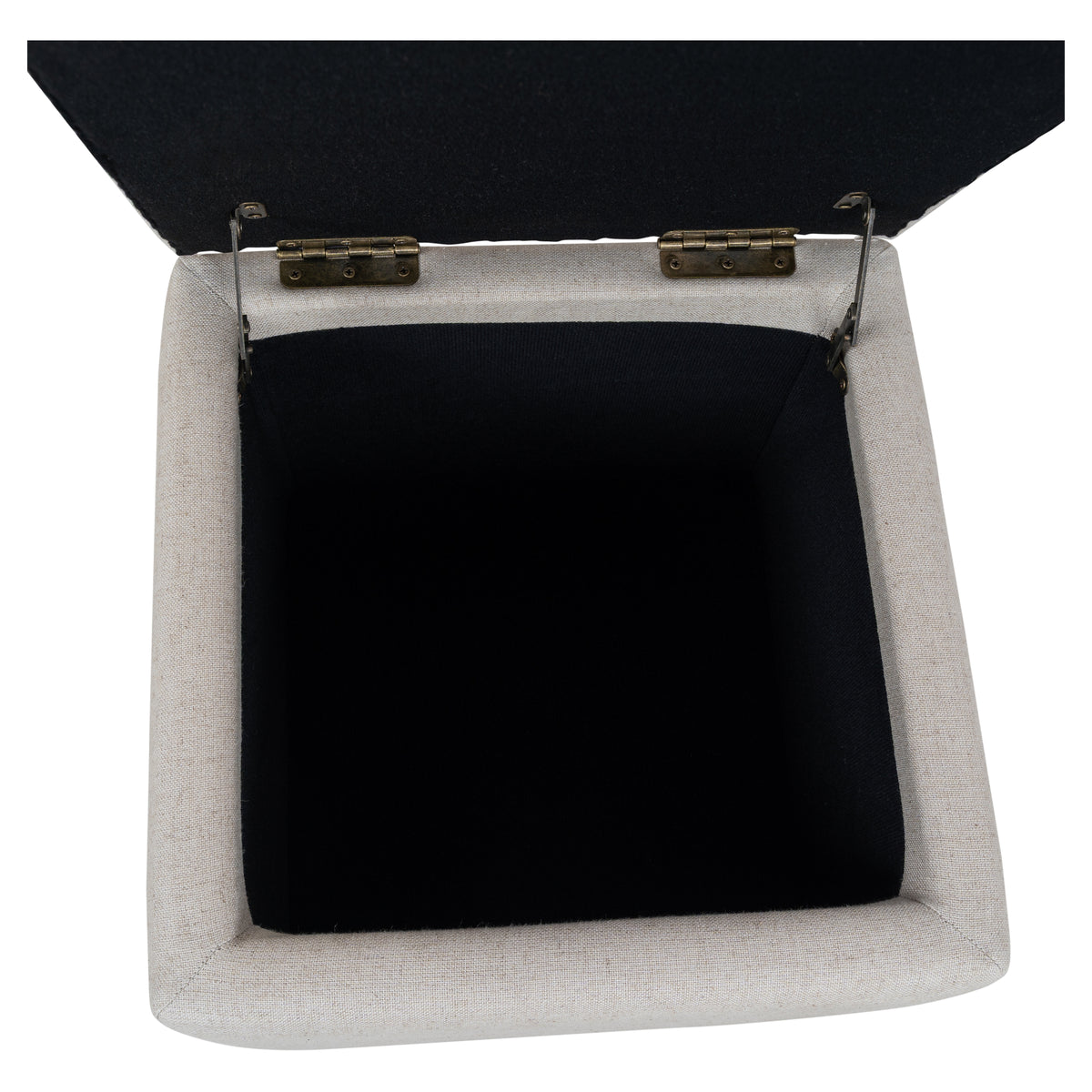 Cosette 45cm Ash Wood Ottoman, Linen