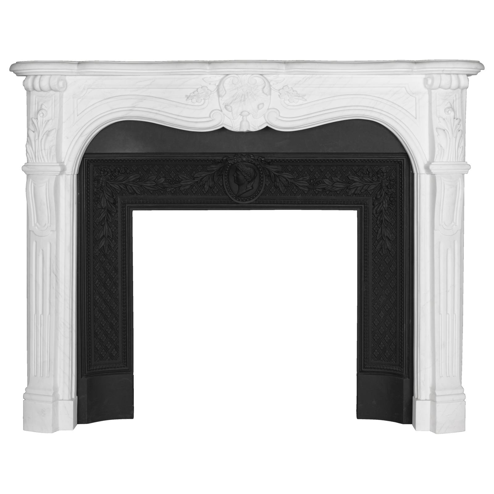 Louis XV Provincial Marble Mantel, Statuary White