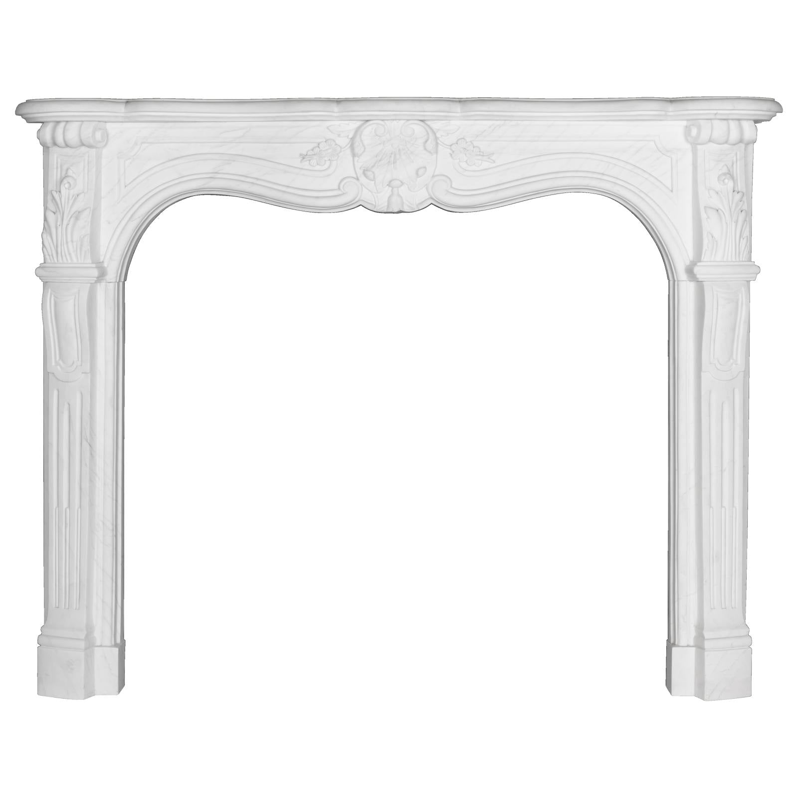 Louis XV Provincial Marble Mantel, Statuary White