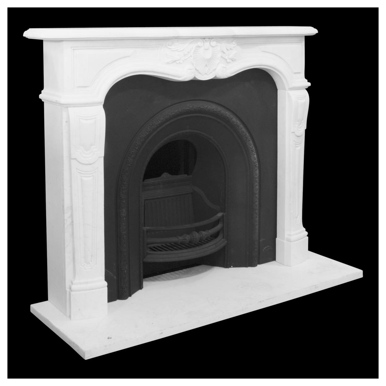 Louis XV Chateau Marble  Mantel, Statuary White