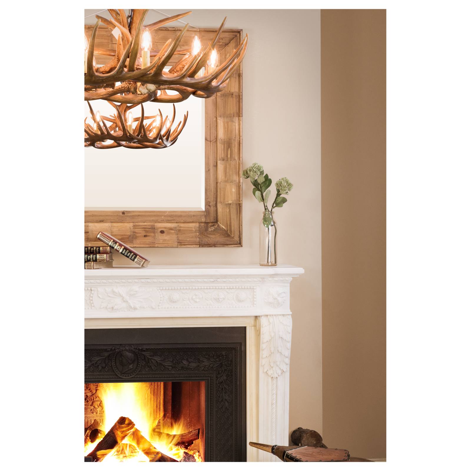 Louis XVI Marble Mantel with Central Flowers, Statuary White