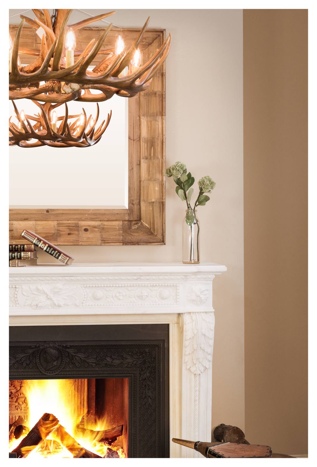 Louis XVI Marble Mantel with Central Flowers, Statuary White