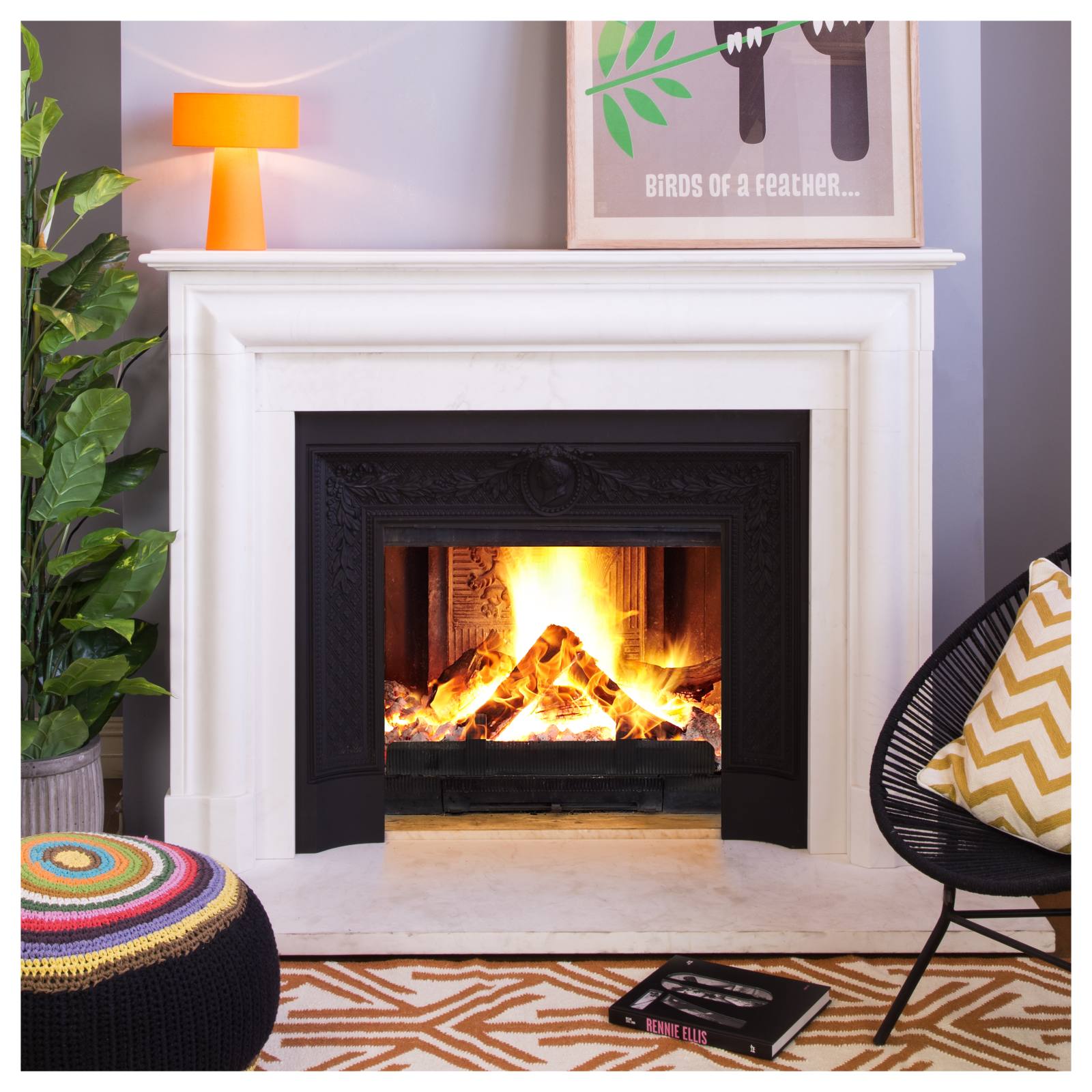 French Bolection Large Marble Mantel, Statuary White