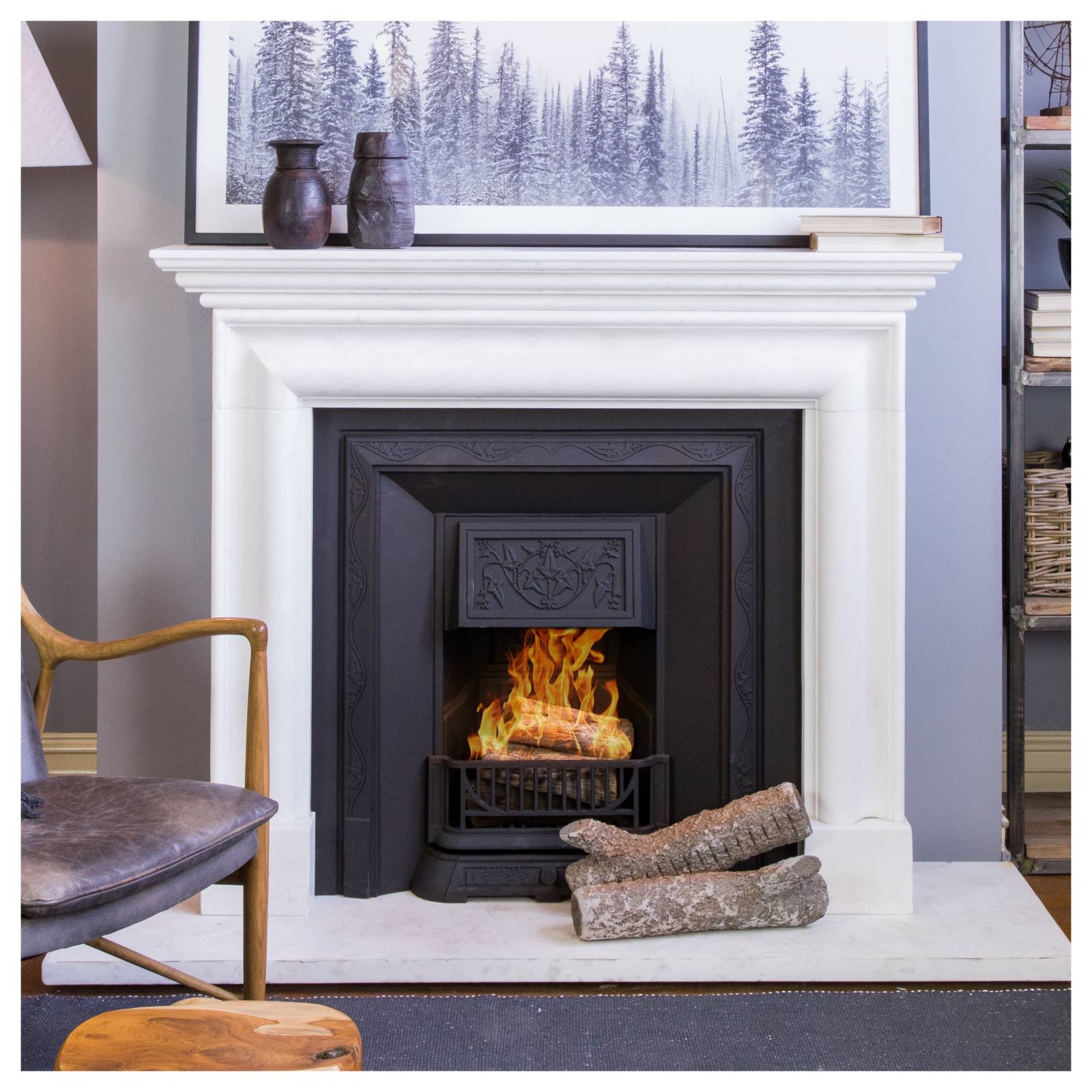 Chloe Marble Mantel, Statuary White