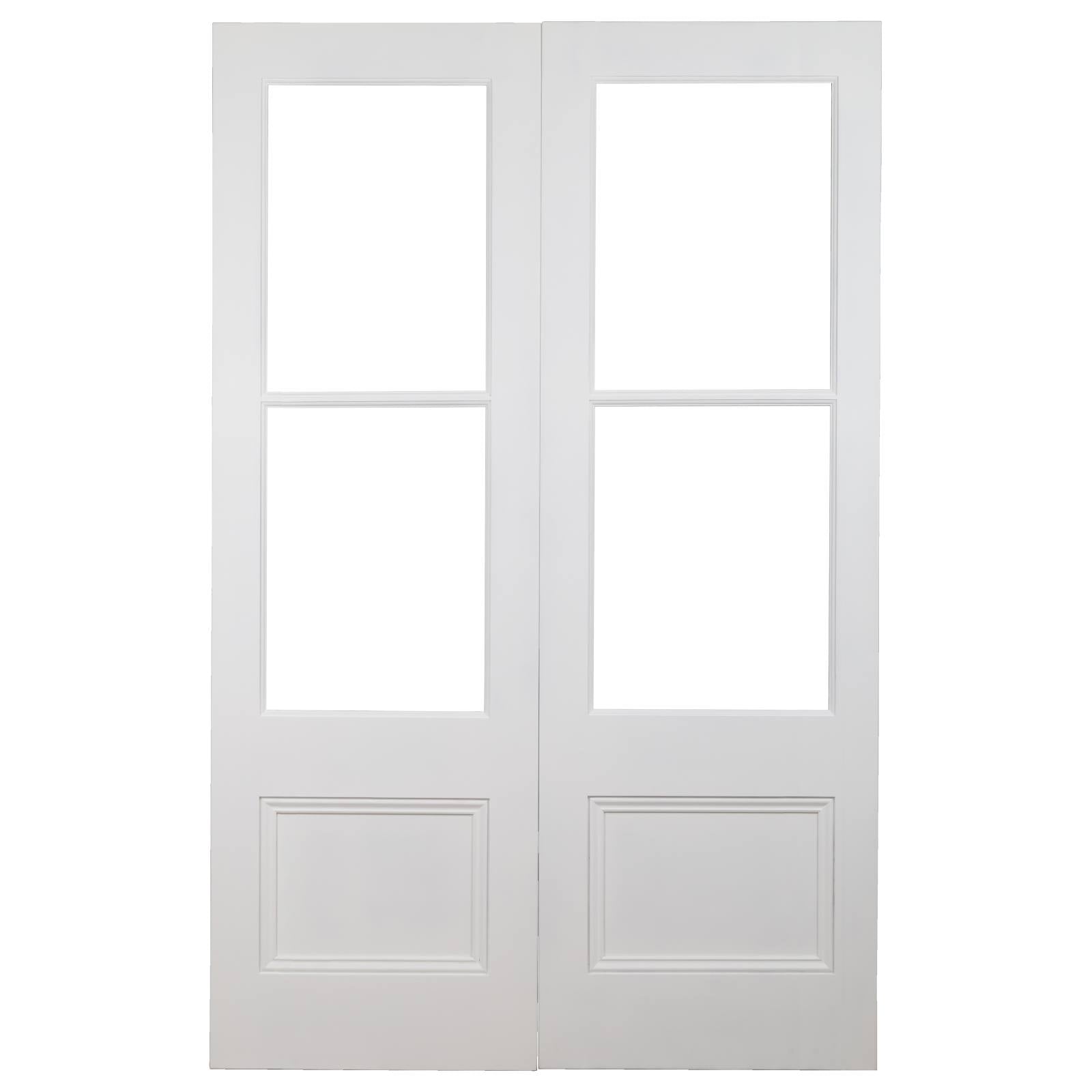 Pair of 72cm Internal Glazed French Doors, White Primed & Clear Glass