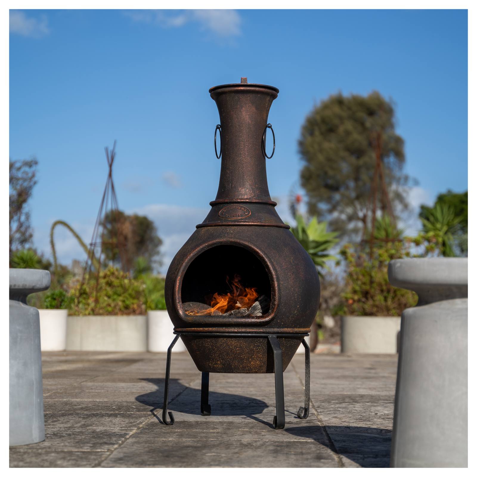Argon Cast Iron Chiminea, Antique Copper