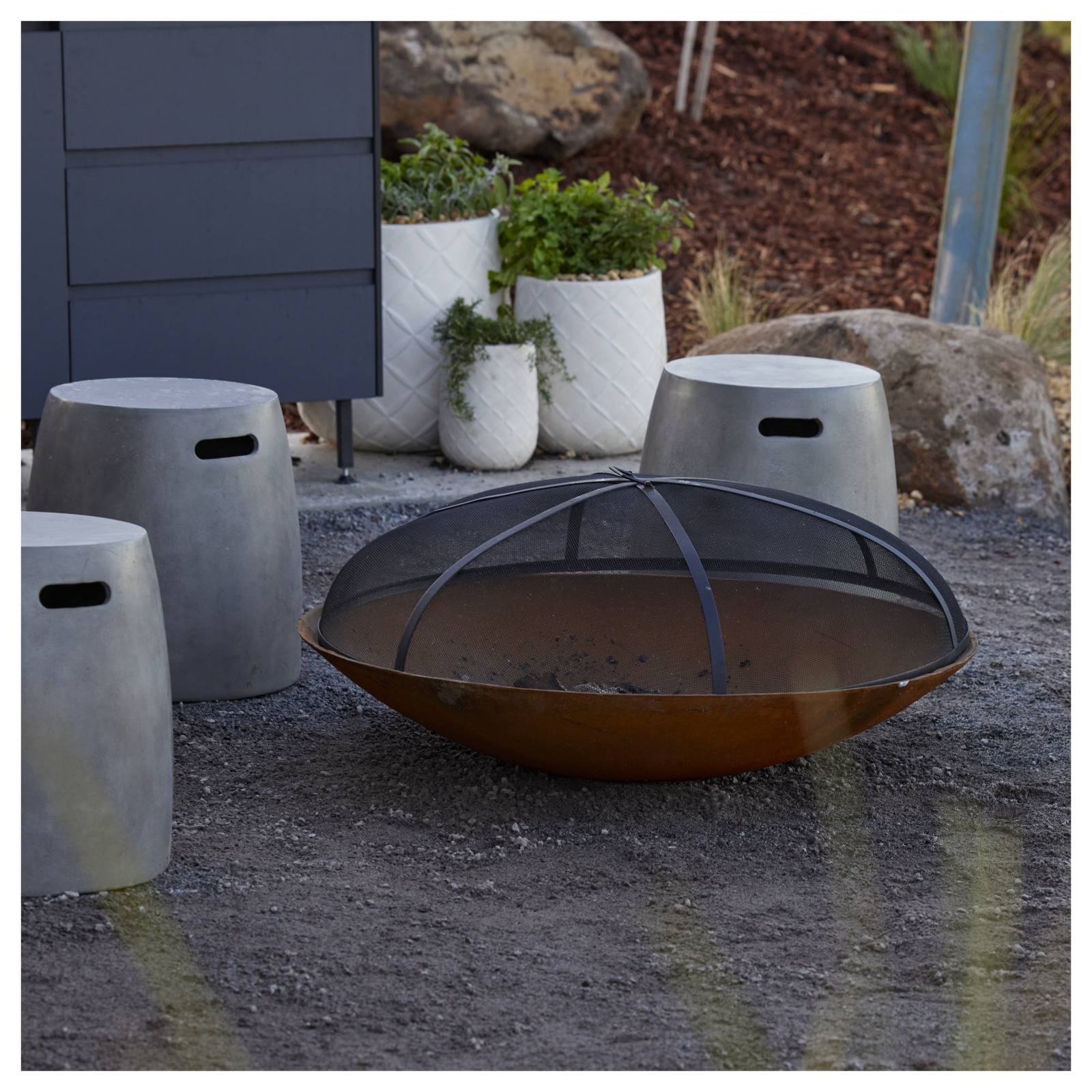 Large Spartacus Cast Iron Fire Pit, Rust Finish