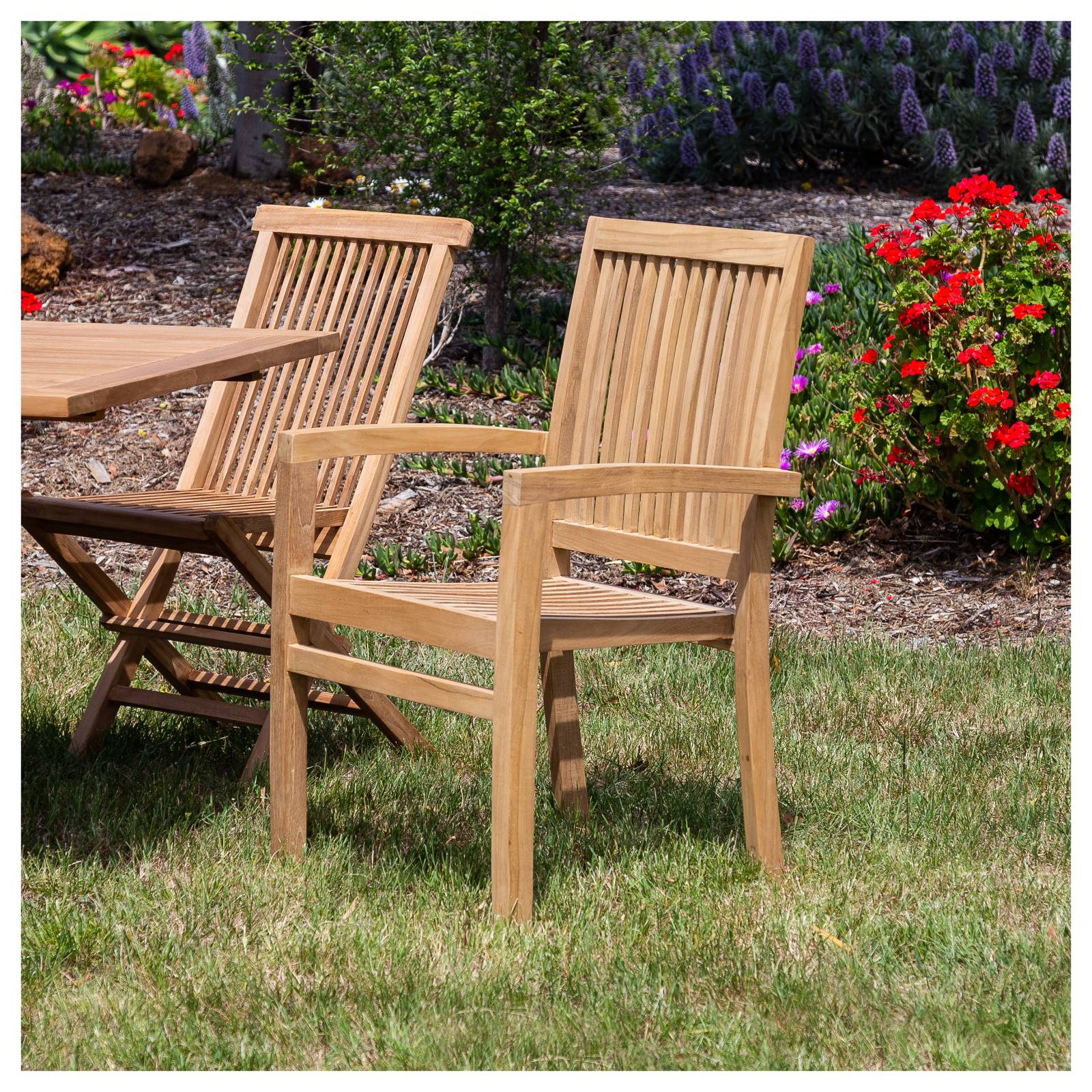 Oakley Stackable Teak Armchair, Natural