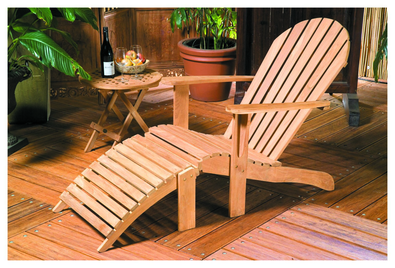 Round 50cm Folding Teak Picnic Table, Natural