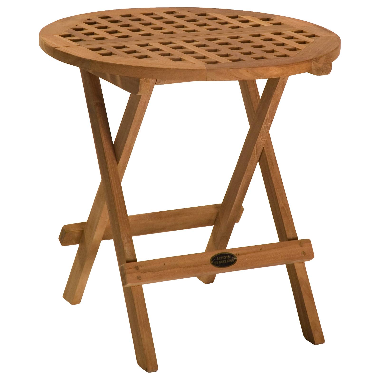 Round 50cm Folding Teak Picnic Table, Natural