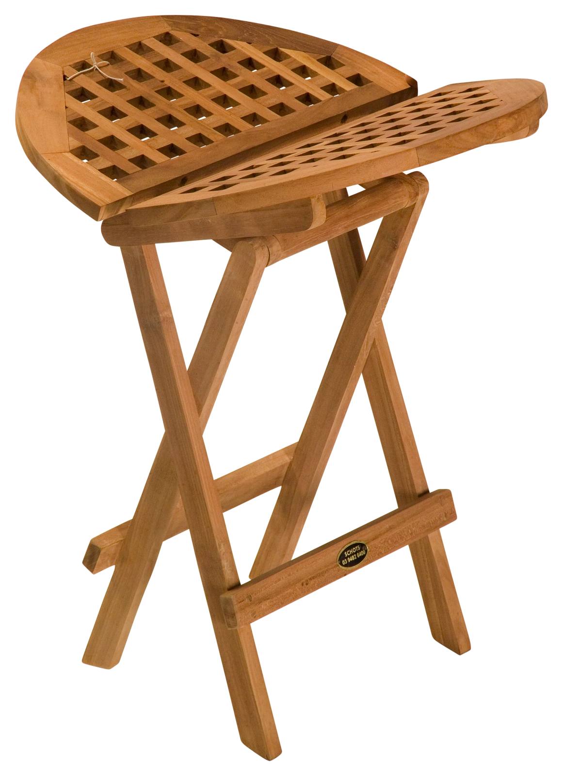 Round 50cm Folding Teak Picnic Table, Natural