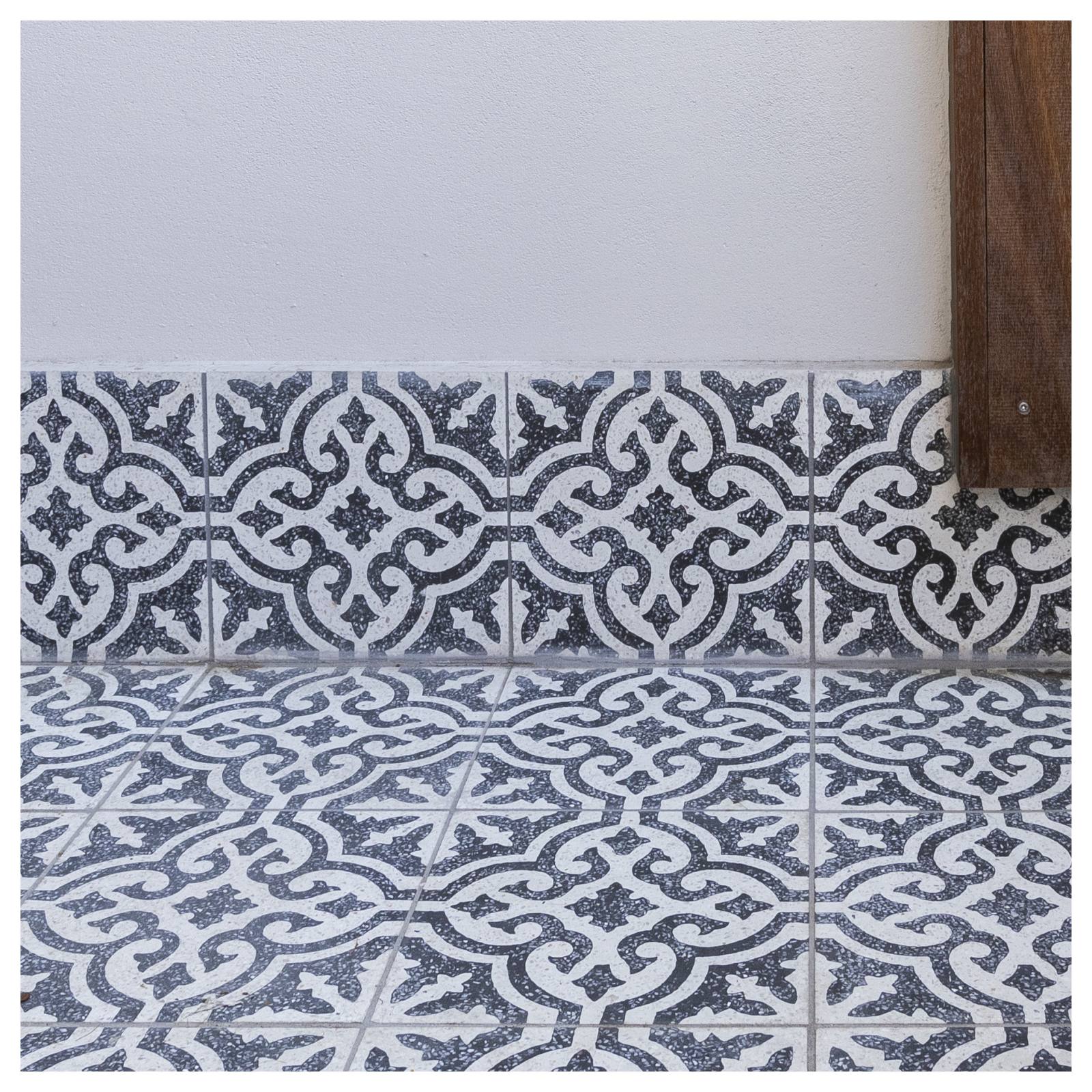 Siran 20x20cm Terrazzo Cement Encaustic Tile, Black & White