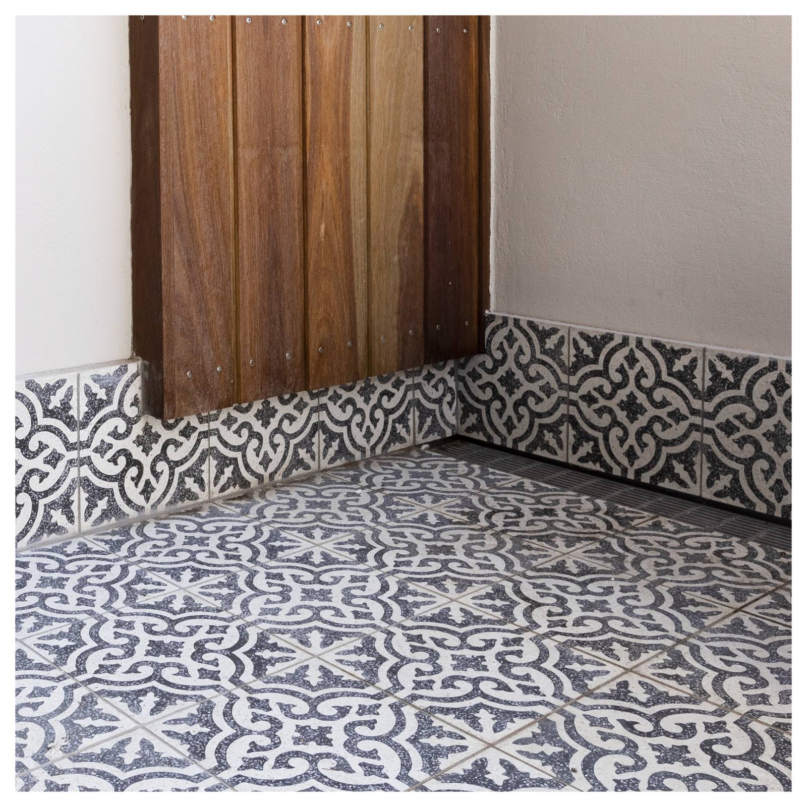 Siran 20x20cm Terrazzo Cement Encaustic Tile, Black & White