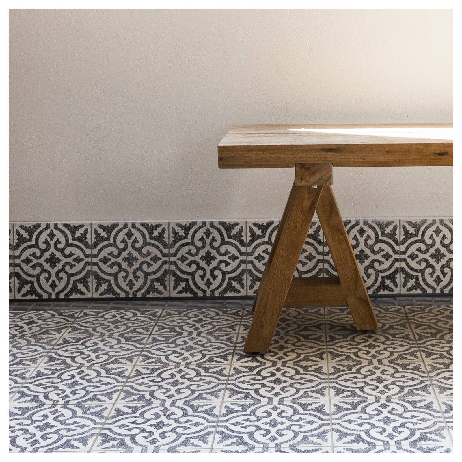 Siran 20x20cm Terrazzo Cement Encaustic Tile, Black & White