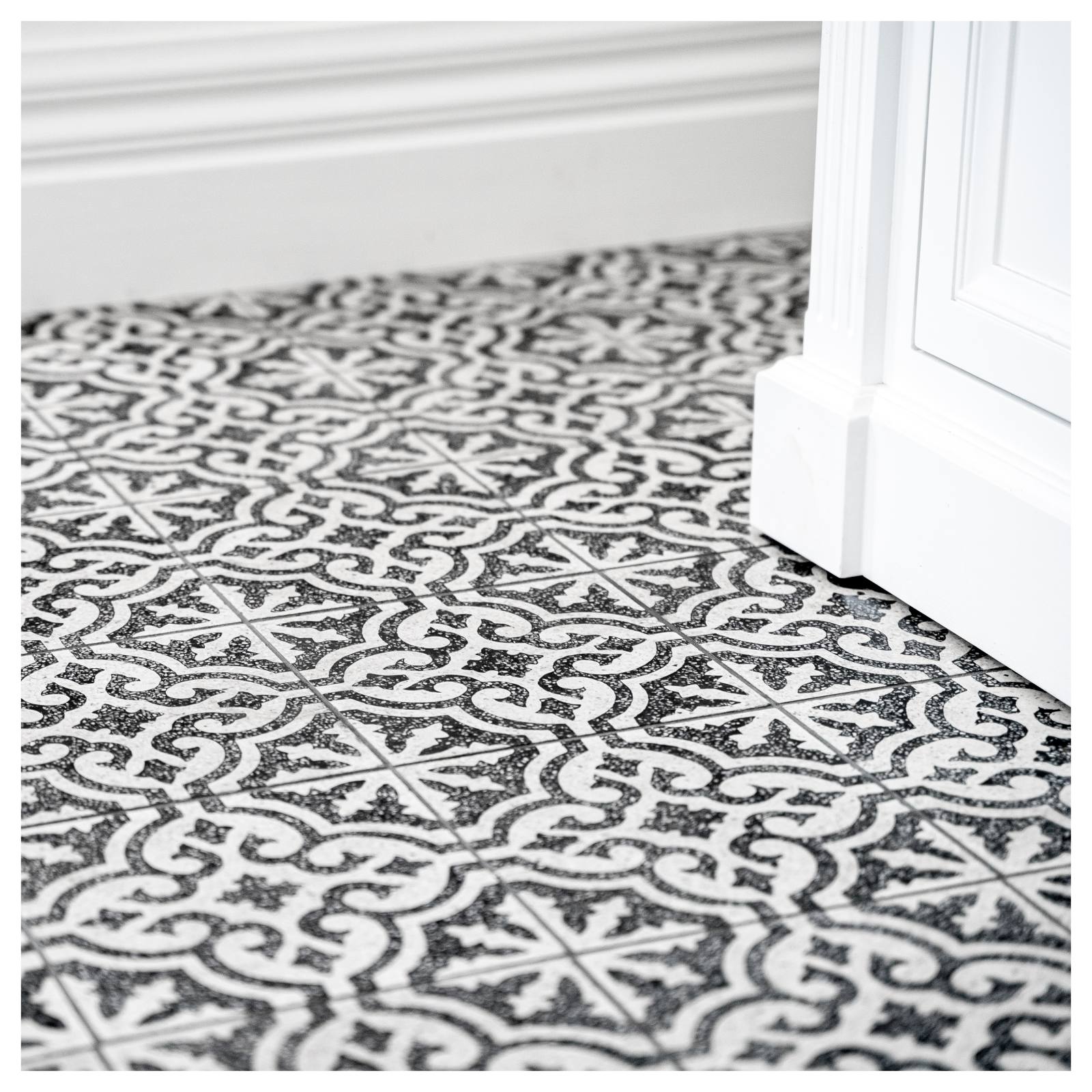 Siran 20x20cm Terrazzo Cement Encaustic Tile, Black & White