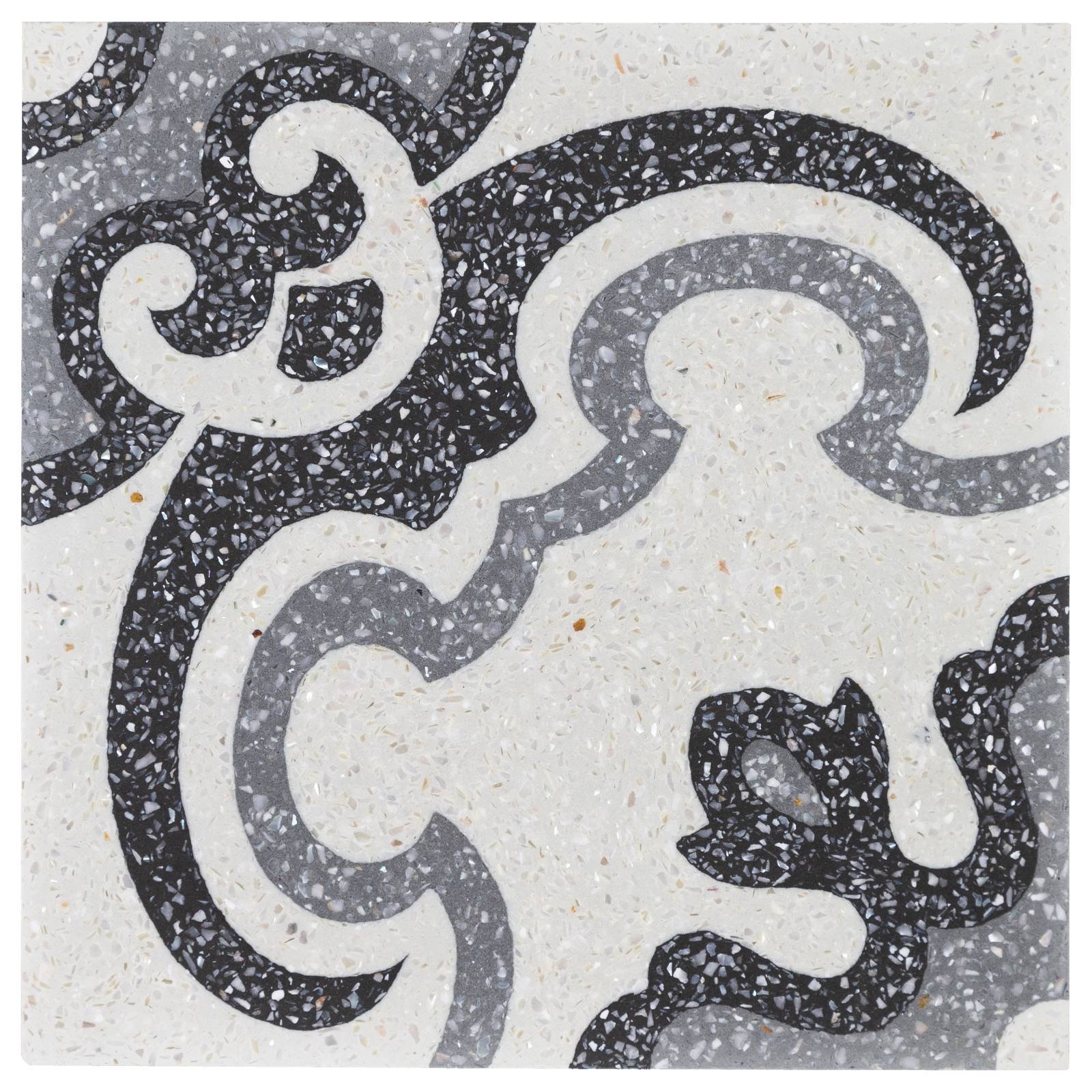 Jemma 20x20cm Terrazo Encaustic Tile, Grey & White