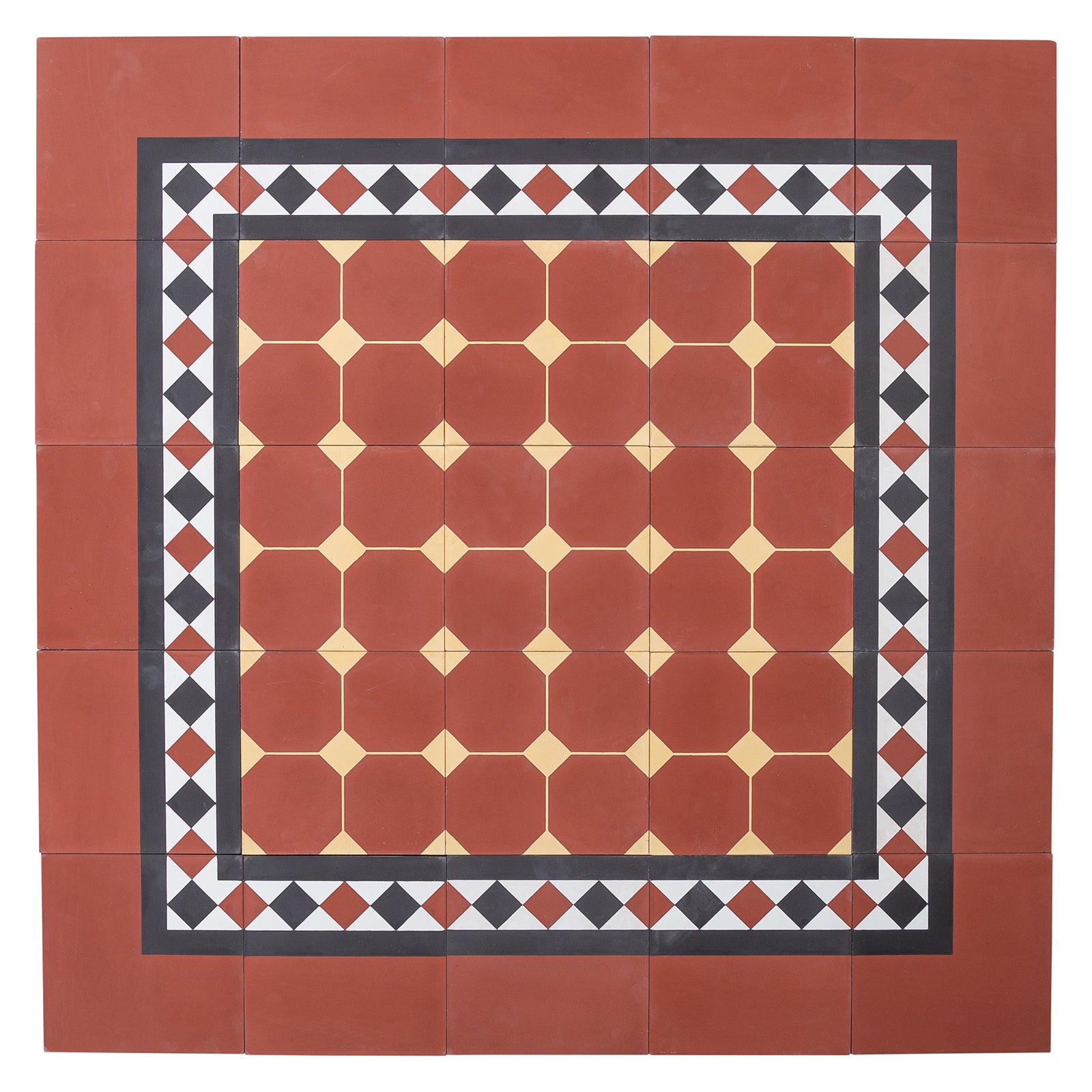 Sorrell 20x20x1.6 Encaustic Tile, Red White & Black