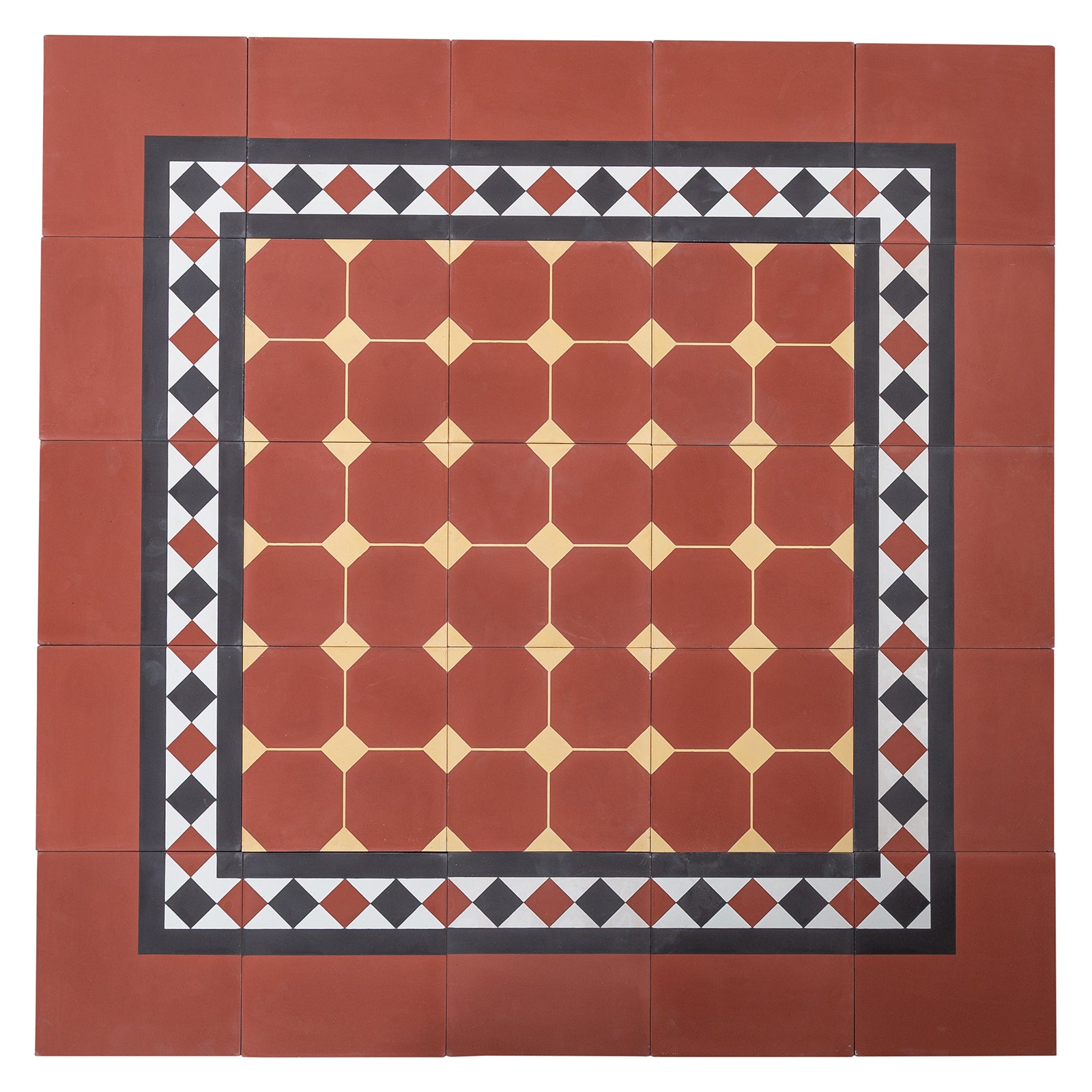 Sorrell 20x20x1.6cm Feature Encaustic Tile, Red & Beige