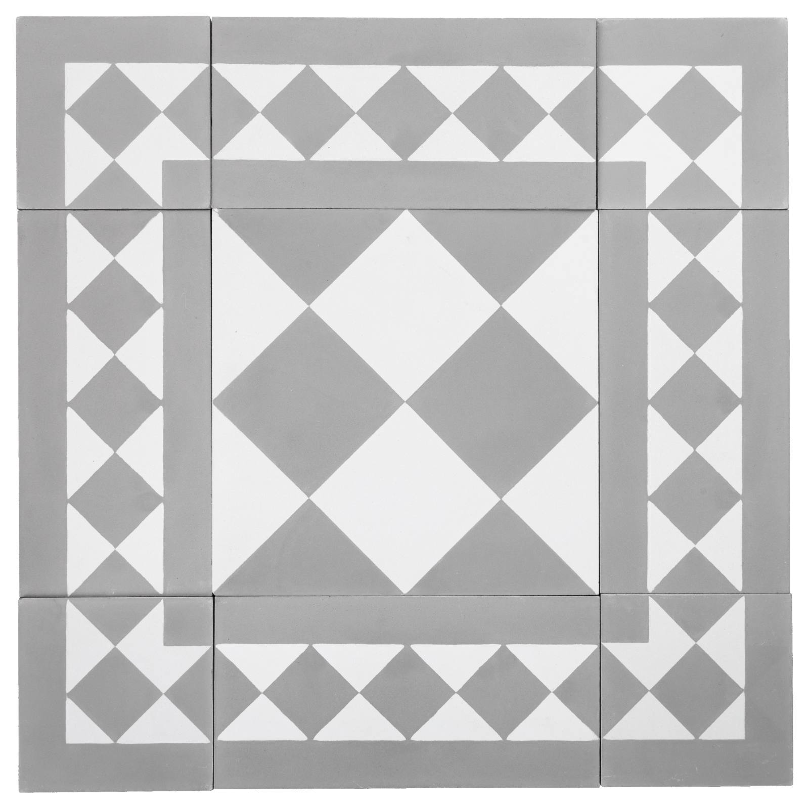 Lindon 20x20  Encaustic Feature Tile, White & Grey
