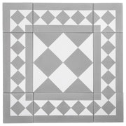 Lindon 20x20  Encaustic Feature Tile, White & Grey