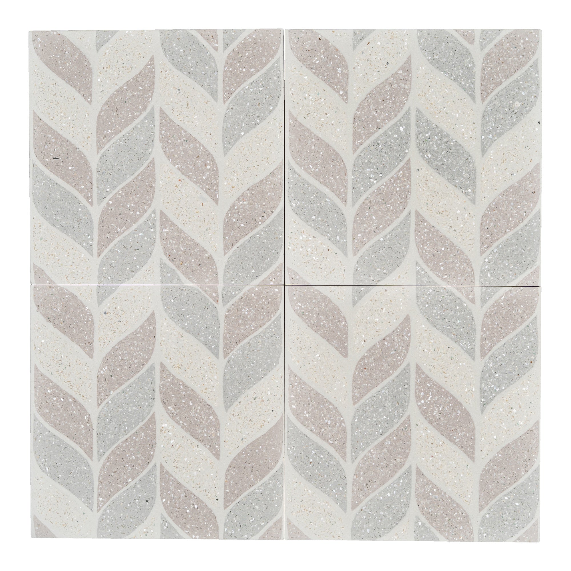Vera Terrazzo 20x20x1.6 Encaustic Tile with Mother Pearl, Beige Rose & Grey