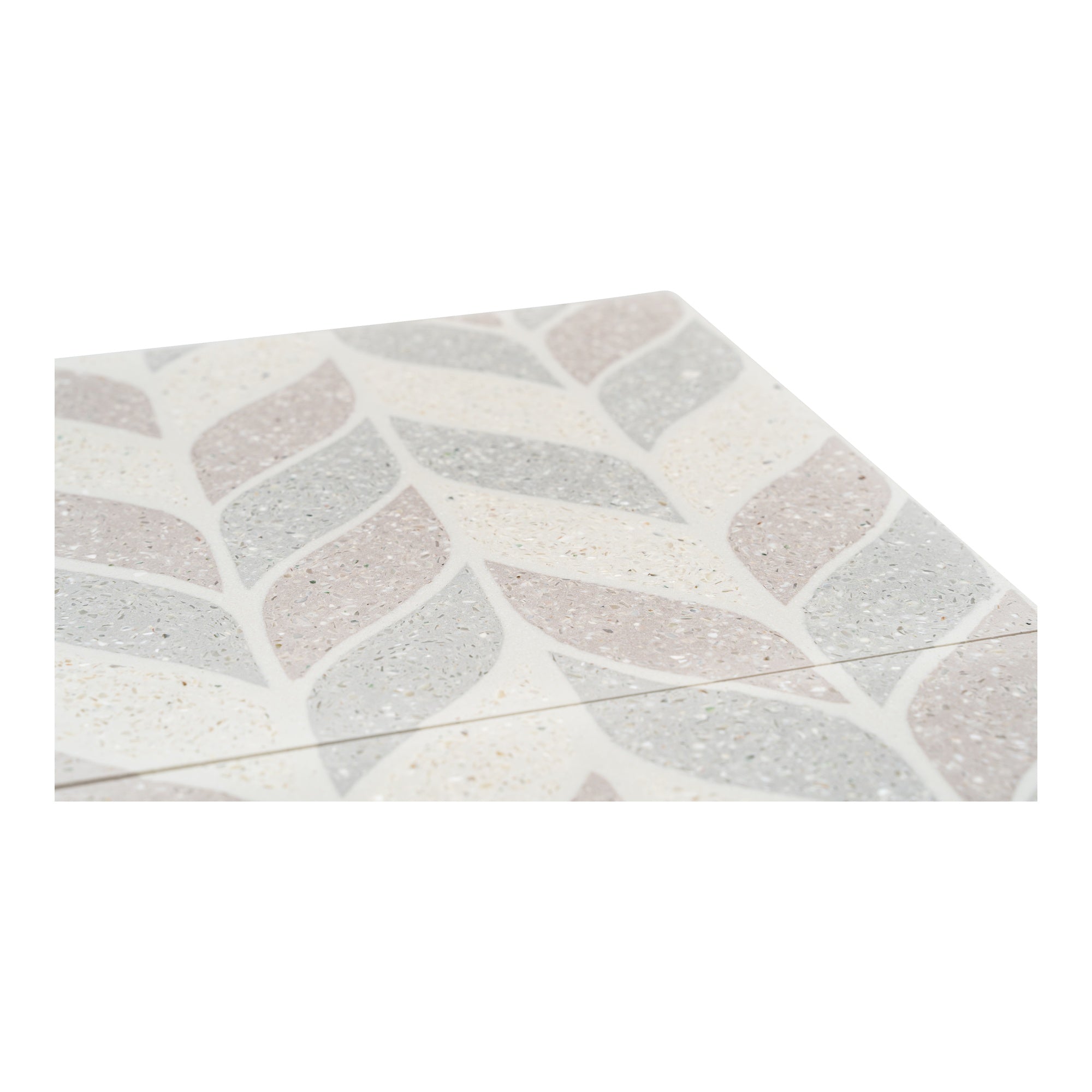 Vera Terrazzo 20x20x1.6 Encaustic Tile with Mother Pearl, Beige Rose & Grey
