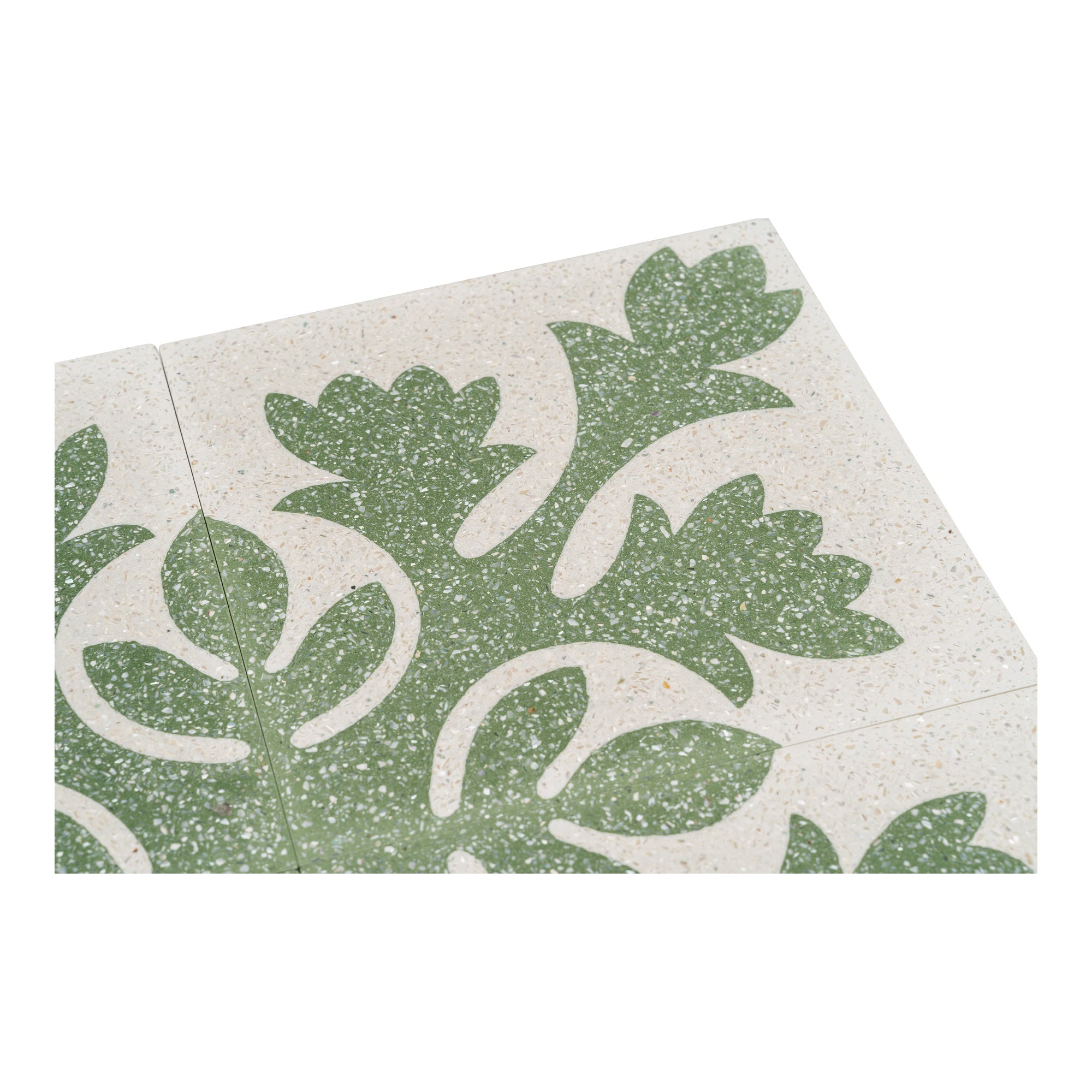 Vittoria Terrazzo 20x20x1.6 Encaustic Tile with Mother Pearl, Beige & Green