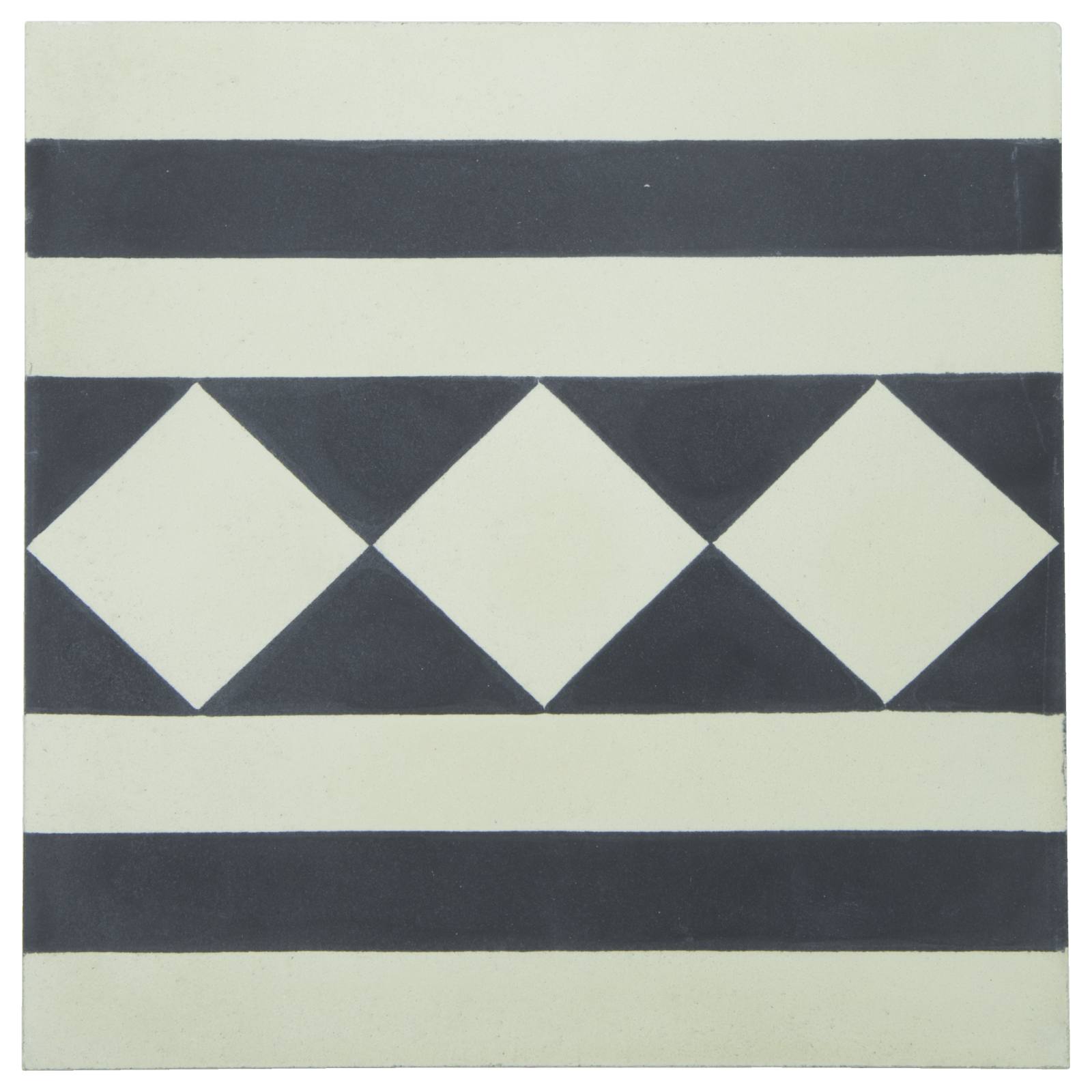 Dreux 20x20 Encaustic Border Tile, Beige & Black