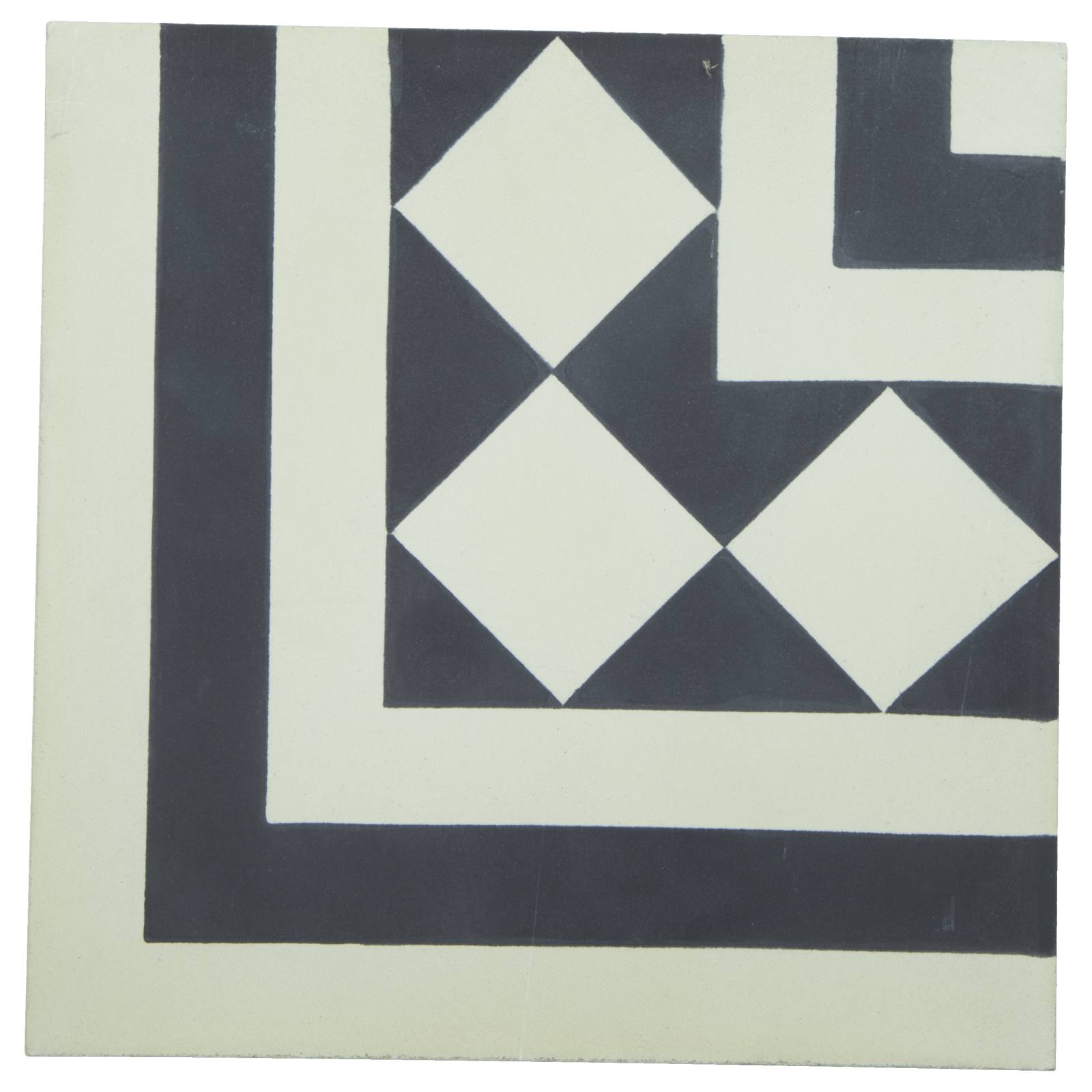 Dreux 20x20 Cement Corner Encaustic Tile, Beige Black
