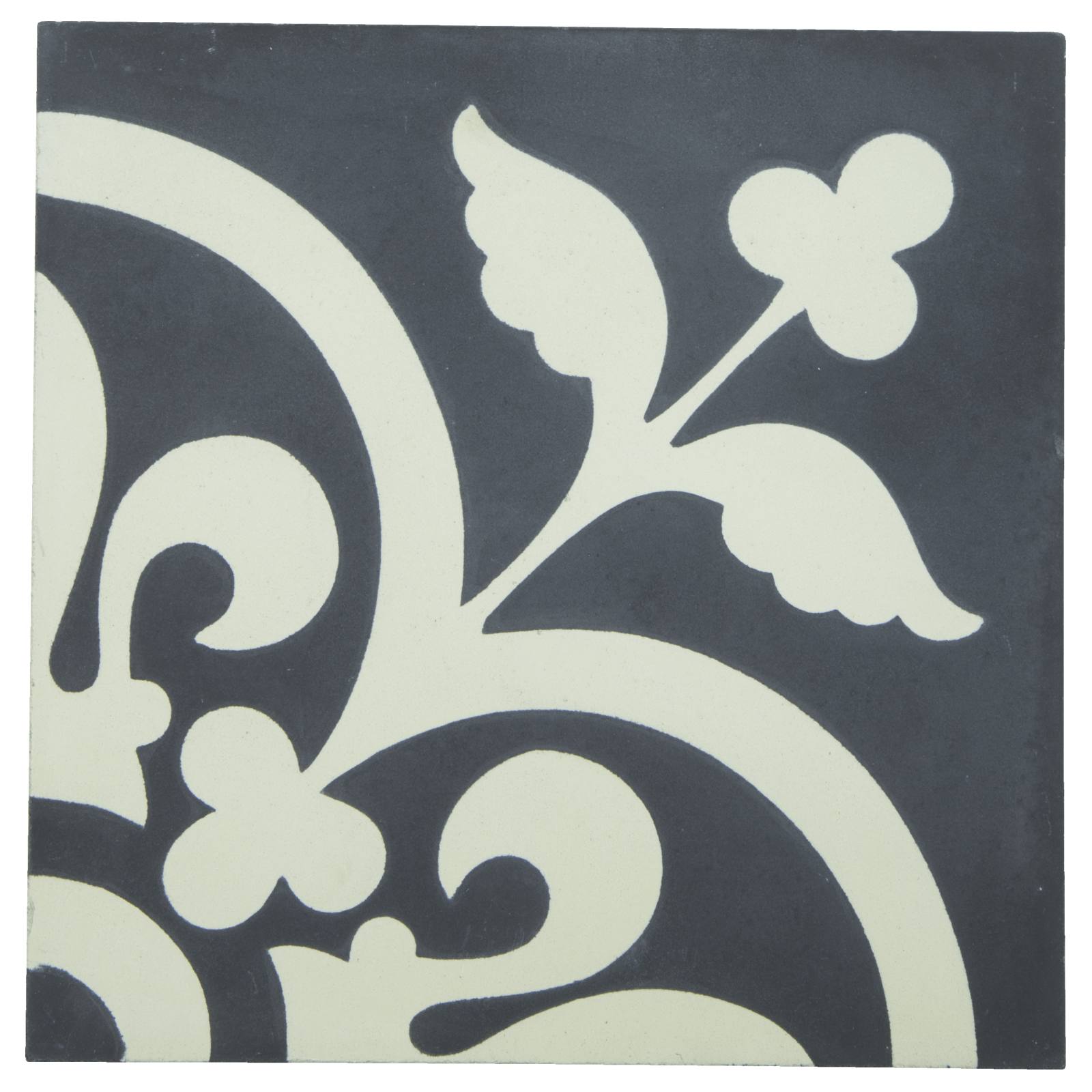 Ailsa 20x20x1.6 Cement Encaustic Tile, Beige & Black