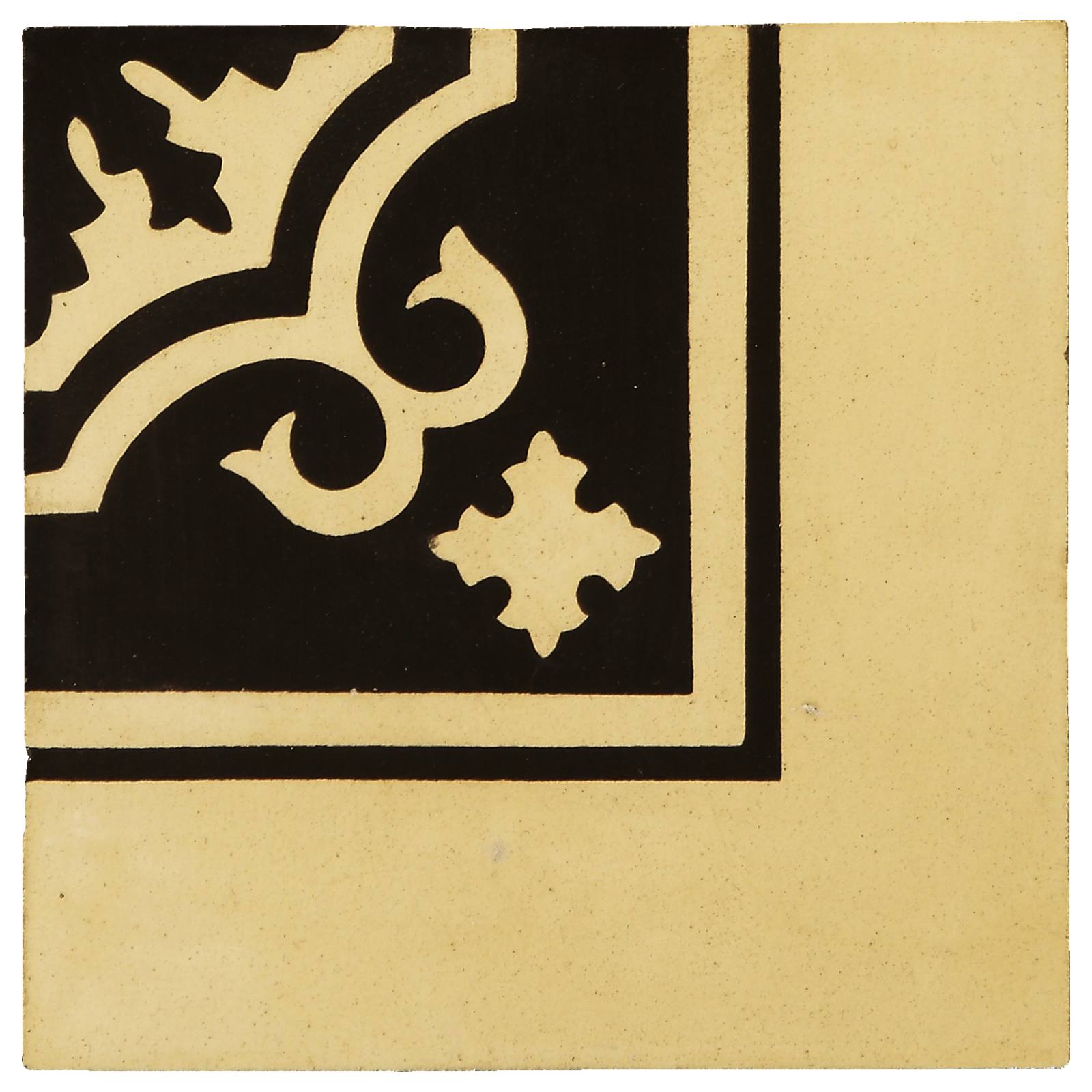 Siran 20x20cm Corner Cement Encaustic Tile, Black & Beige