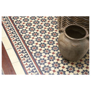 Toulon 20x20cm Border Encaustic Tile, Grey Beige & Red