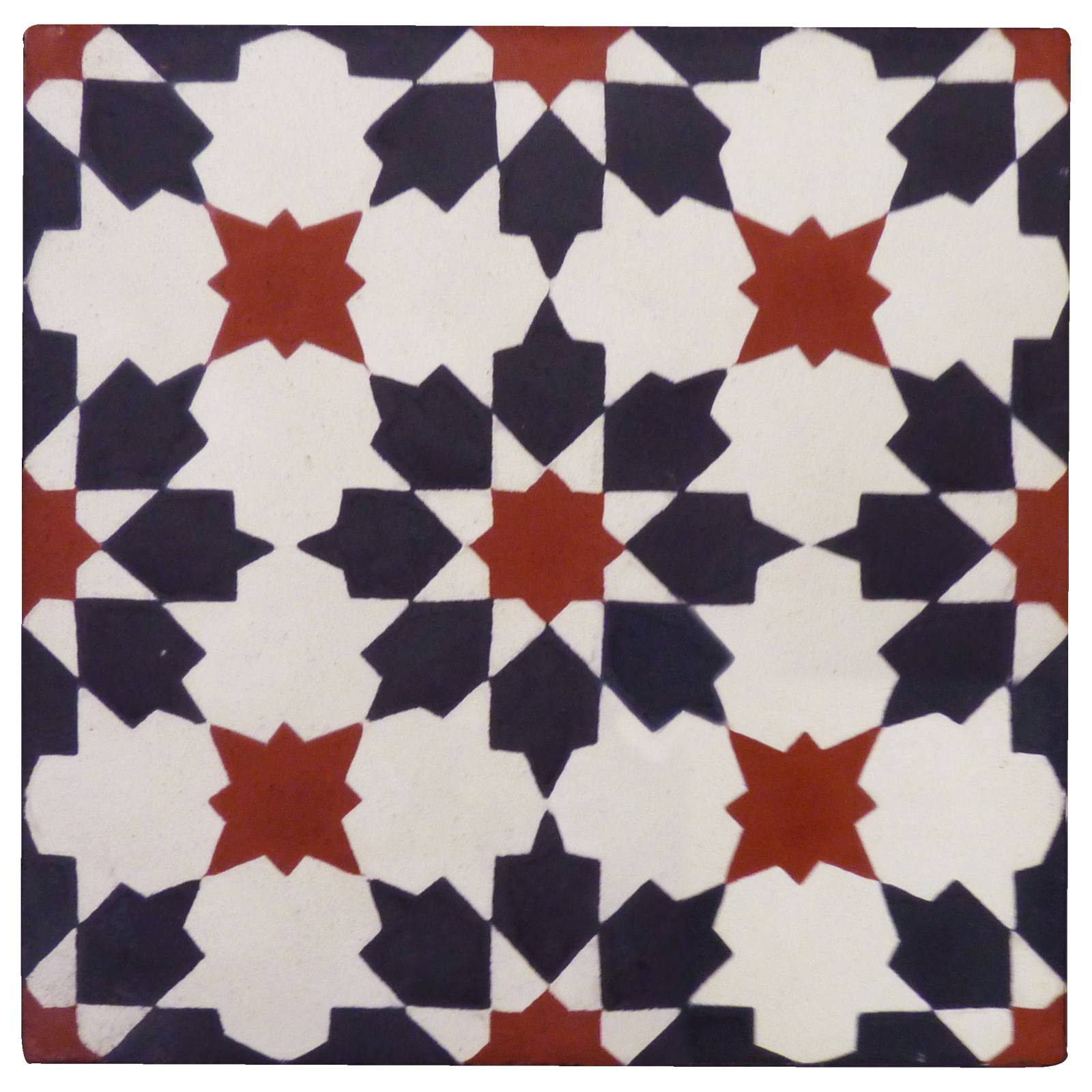 Toulon 20x20 Cement Encaustic Tile, Grey Beige & Red