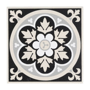 George Encaustic Look Porcelain Tile, Black, Beige & Grey