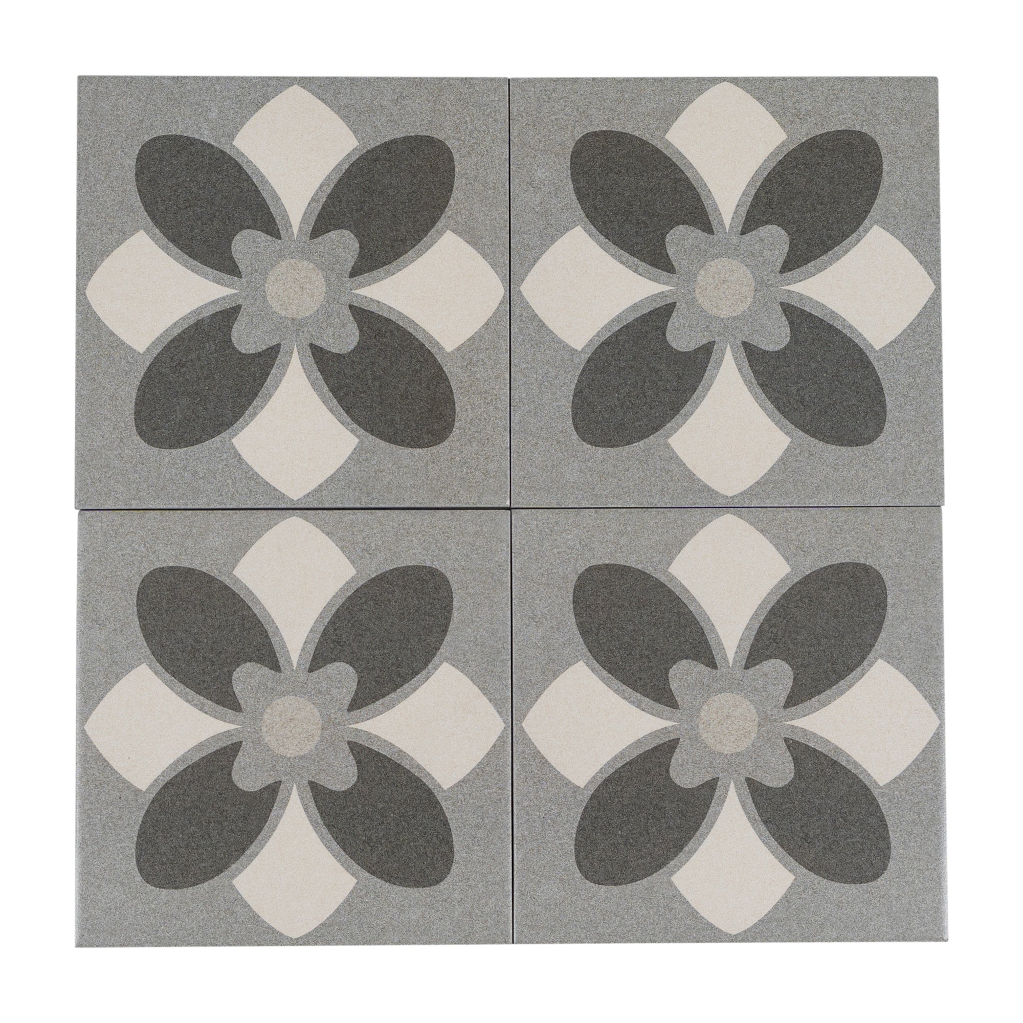 Atomic Encaustic Look Porcelain Tile, Black, White & Grey