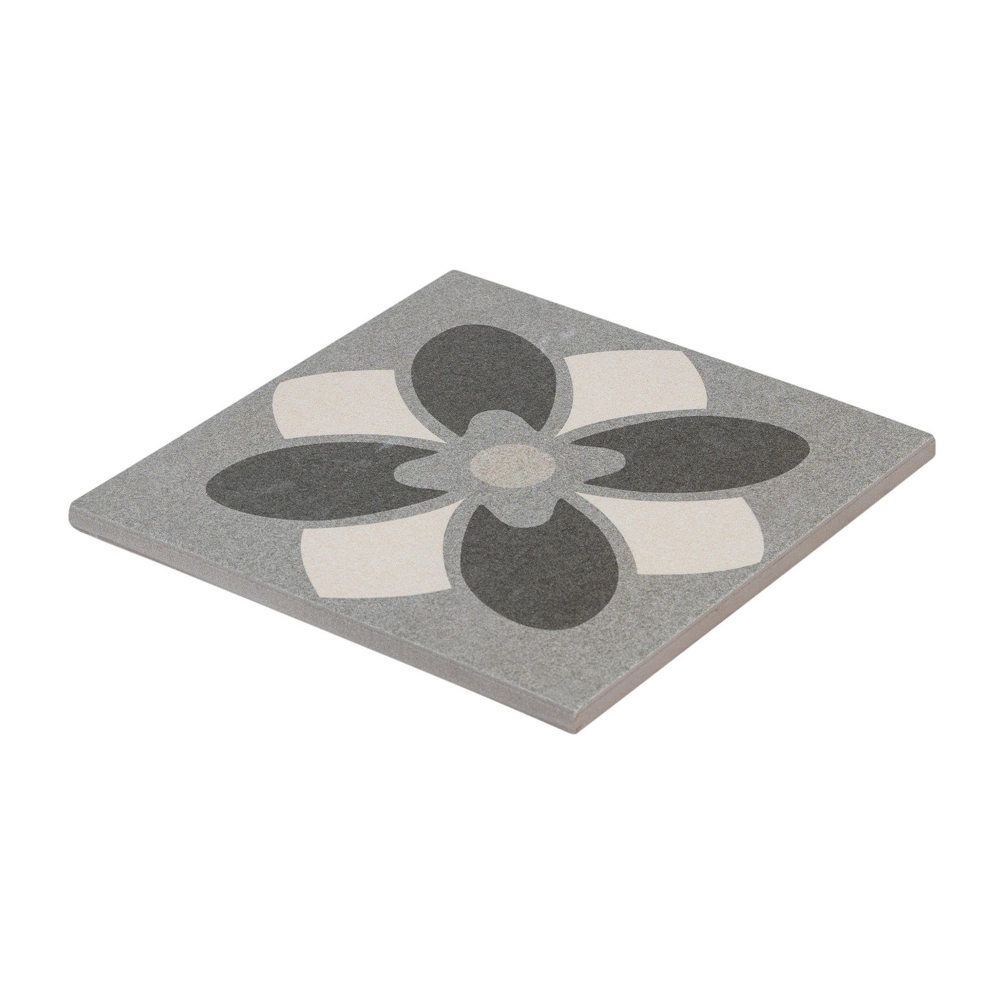 Atomic Encaustic Look Porcelain Tile, Black, White & Grey