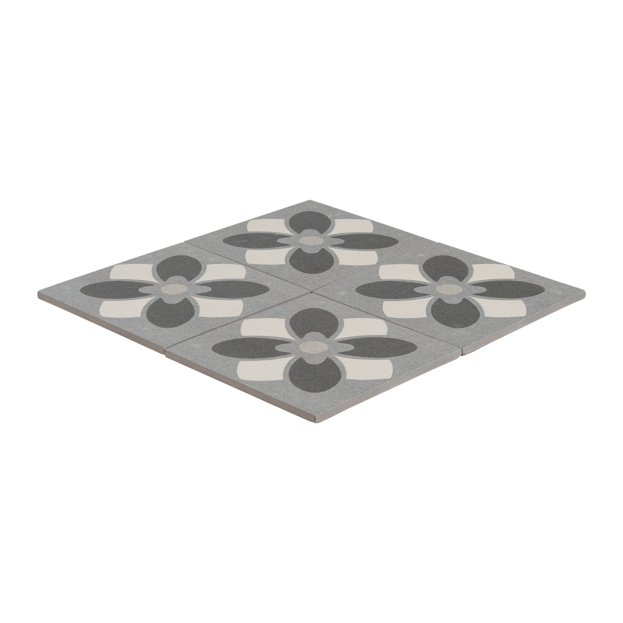 Atomic Encaustic Look Porcelain Tile, Black, White & Grey