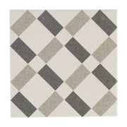 Manor Encaustic Look Porcelain Tile, Black, White & Grey