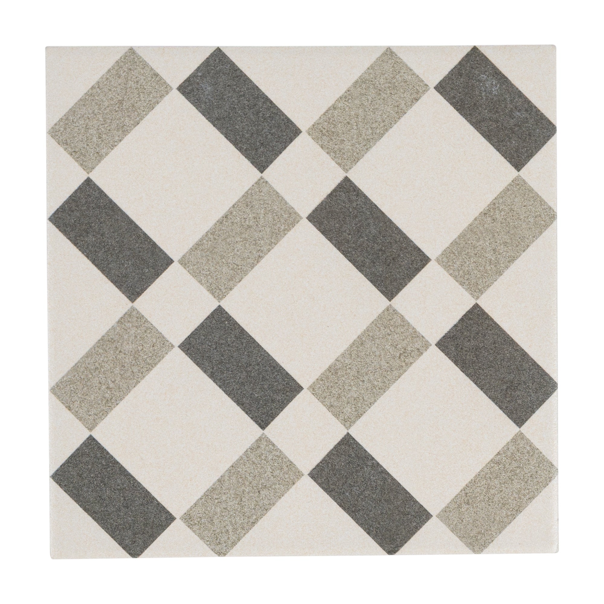 Manor Encaustic Look Porcelain Tile, Black, White & Grey