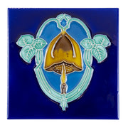 T45 Floral Tile 15.2 x 15.2cm, Yellow on Blue