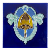 T45 Floral Tile 15.2 x 15.2cm, Yellow on Blue