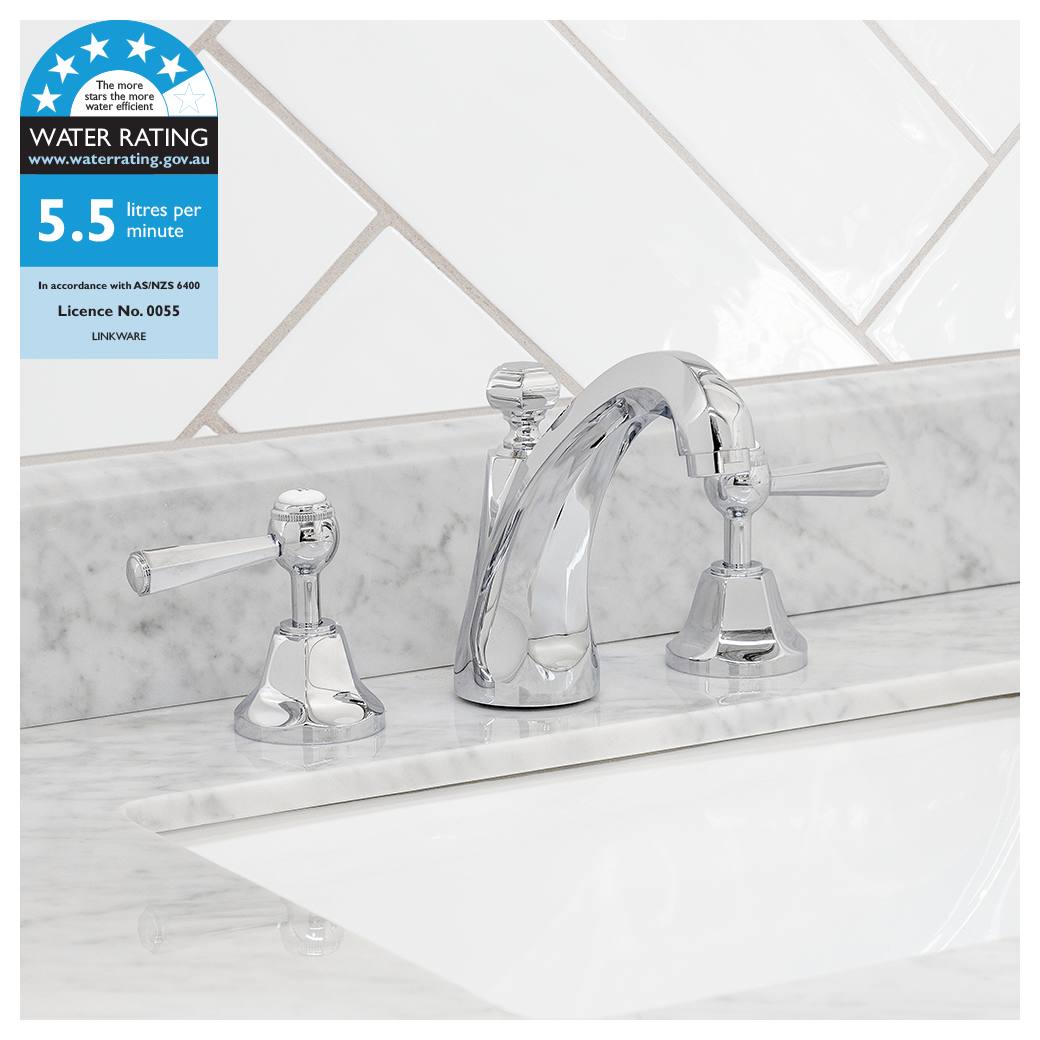 Astor Arched Basin Set with Metal Lever, Chrome