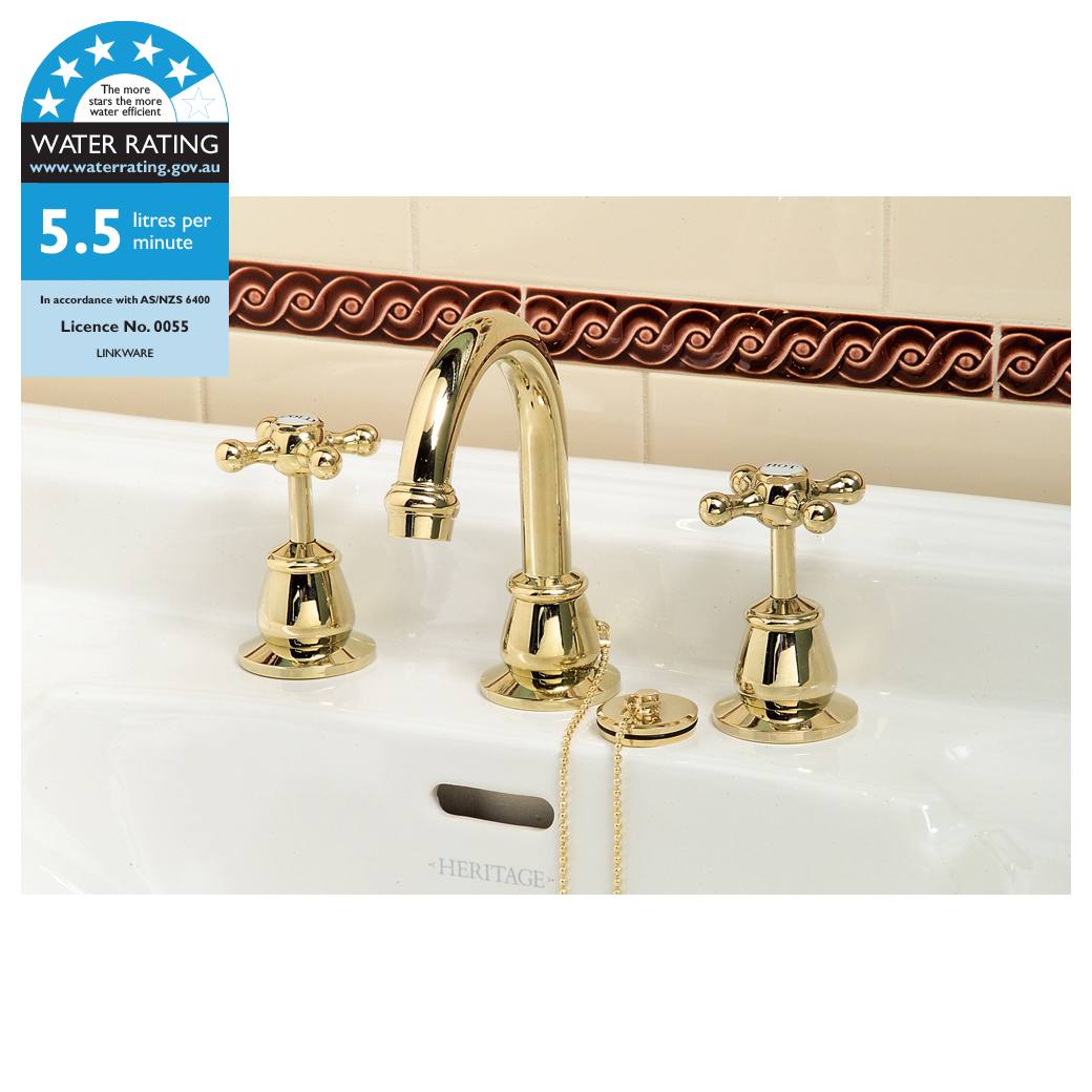 Gooseneck Spout & Basin Set, Gold PVD
