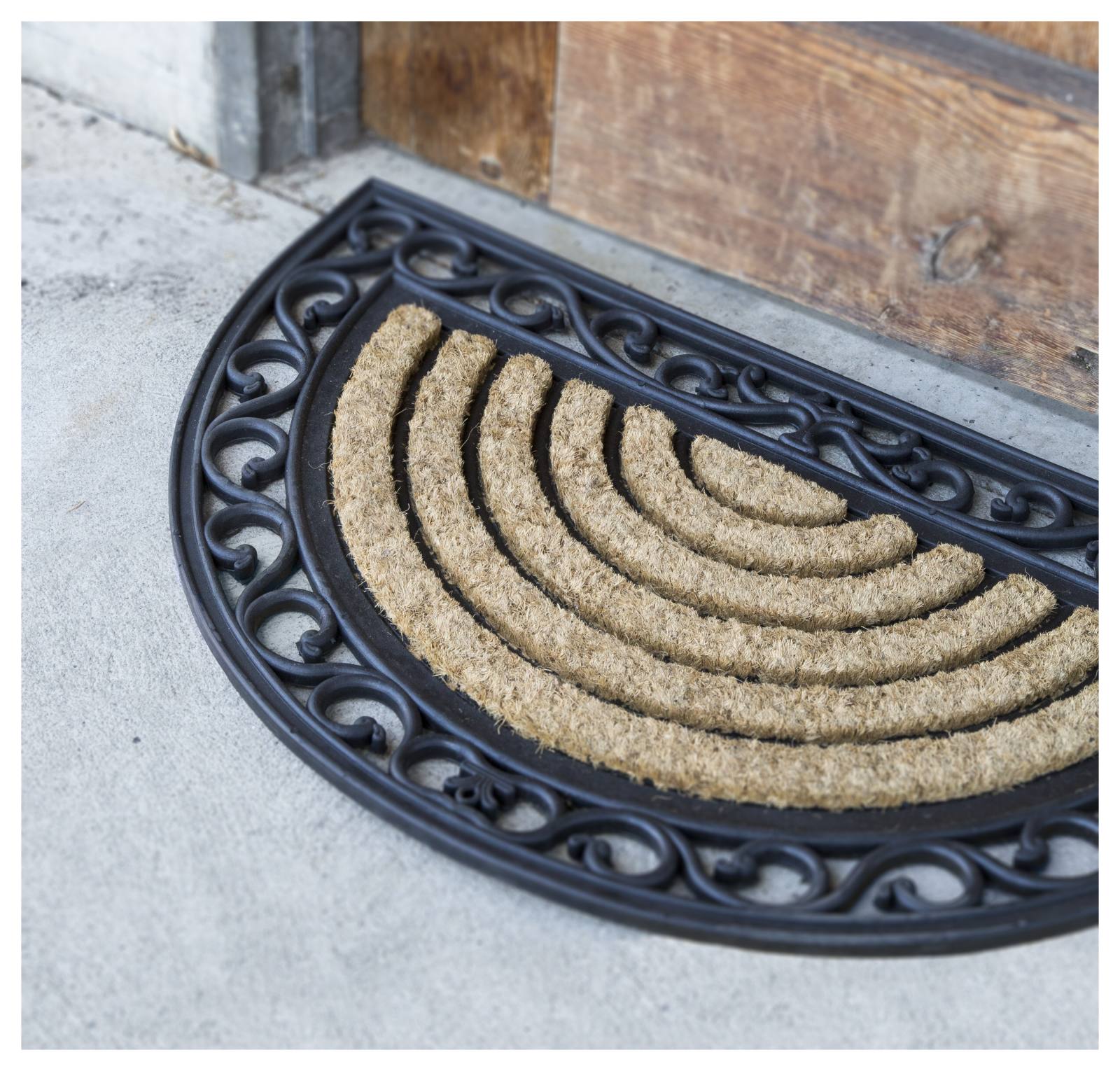 Coir Rubber Scroll Half Round Door Mat